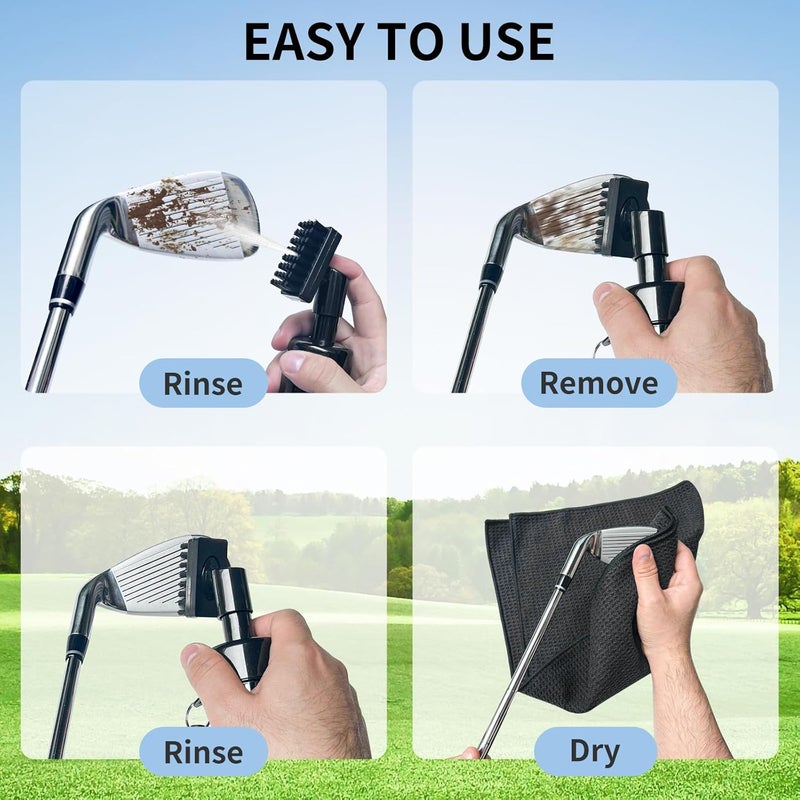 BAPOTH Store Golf Club Cleaner, Non-Leaking Stretchable Golf Club Brush with Microfiber Golf Towel (23.6 * 15.7 in), Strong Bristles Golf Brush Can Hold 5oz Water, Essentials Golf Accessories for Men - Image 5